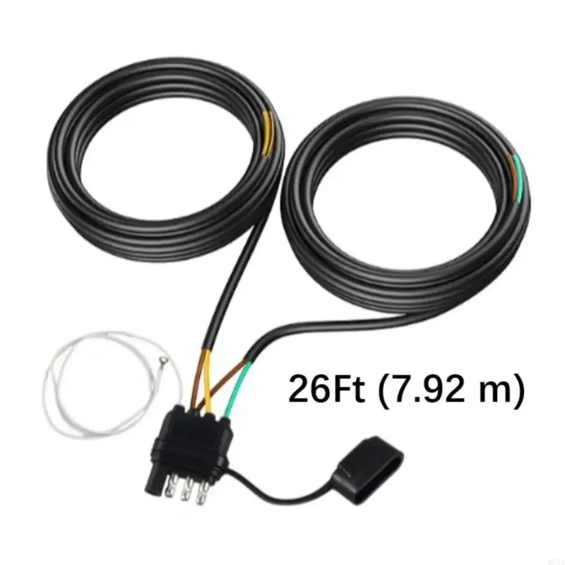 26Ft 4-pinowy 5-żyłowy kabel przyczepy Wiązka przewodów Rdzeń miedziany Nylonowa osłona z PVC Odporna na warunki atmosferyczne