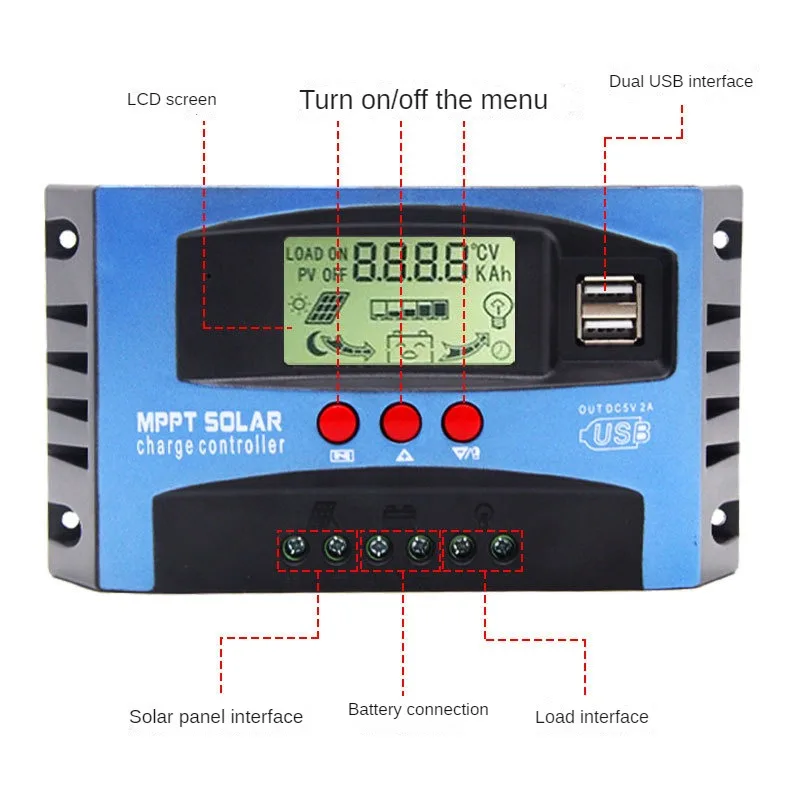 

ICharger-MPPT-B solar photovoltaic charging controller 12V/24V/100A household intelligent charger power generation system