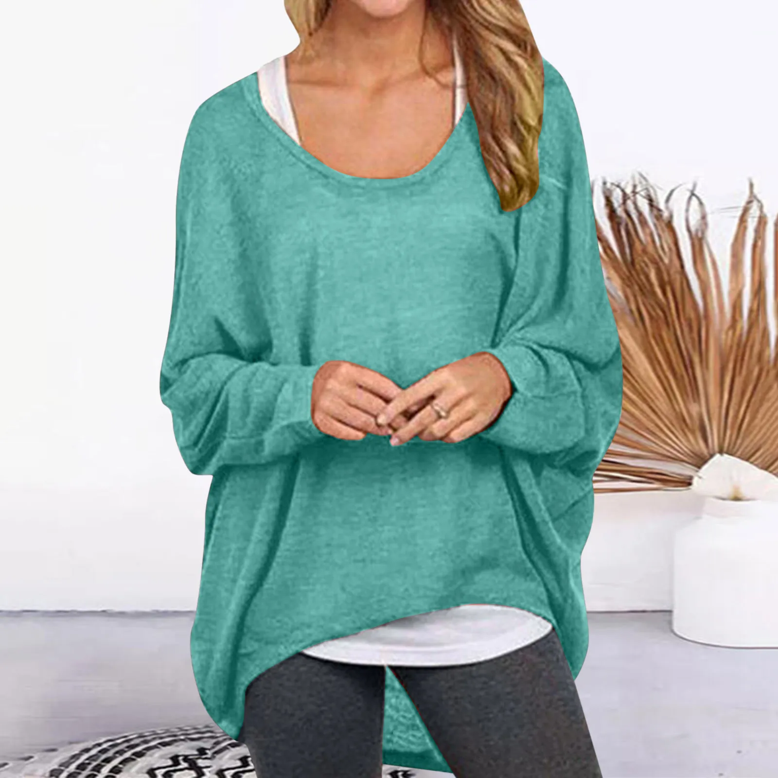 2024 Autumn Winter Oversize T Shirt Women T-Shirt Casual Loose Batwing Long Sleeve Tops Female Jumper Pullover Tunic Top