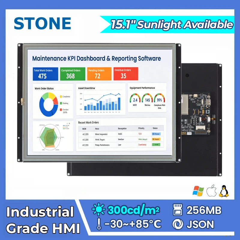 STONE A 15.1 inch Sunlight Available TFT LCD Display Panel 1024x768 with Capacitive Touch Panel for Arduino esp32