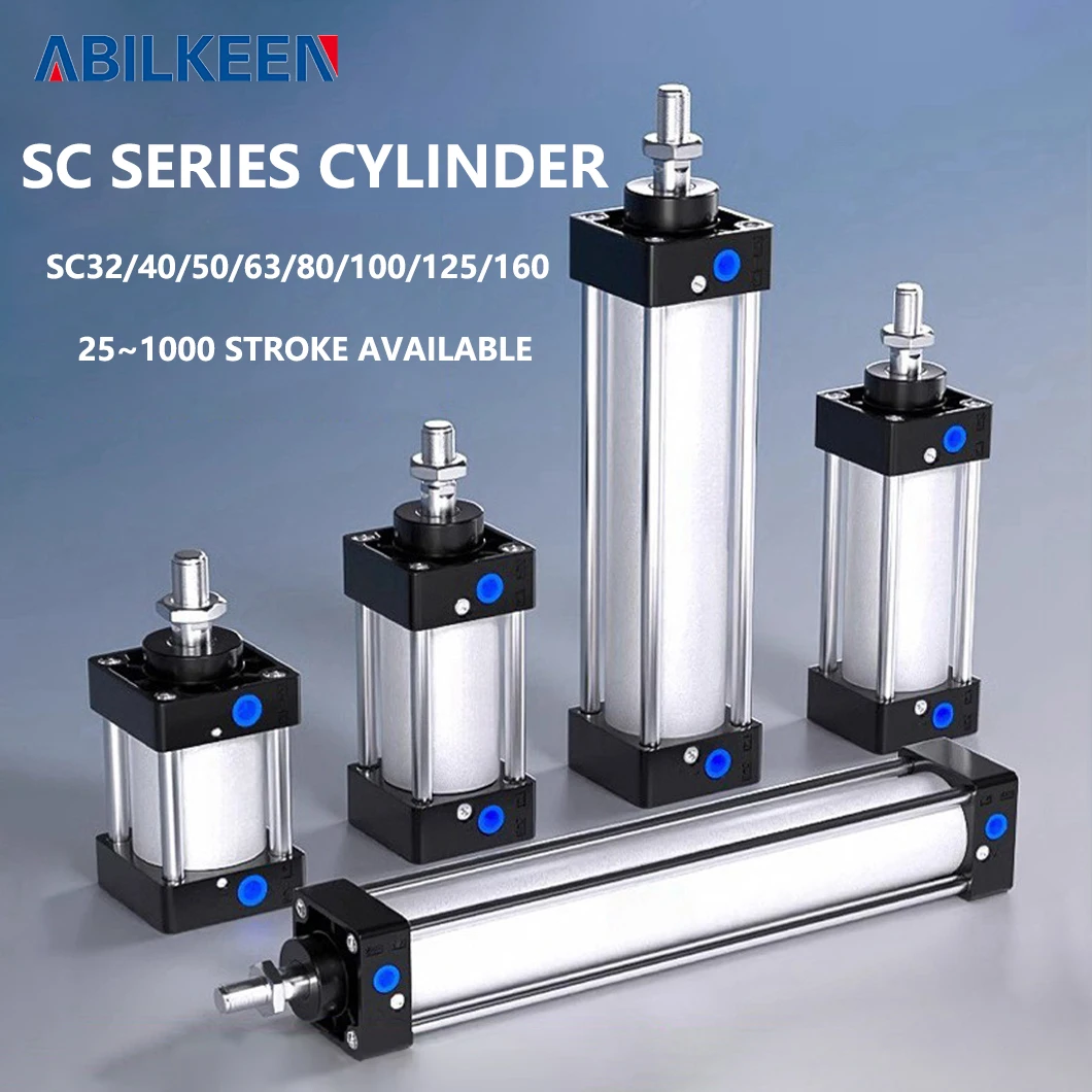 Стандартный пневматический цилиндр ABILKEEN SC100X850, диаметр отверстия 100 мм, ход X 850 мм, стандартный воздушный цилиндр двойного действия