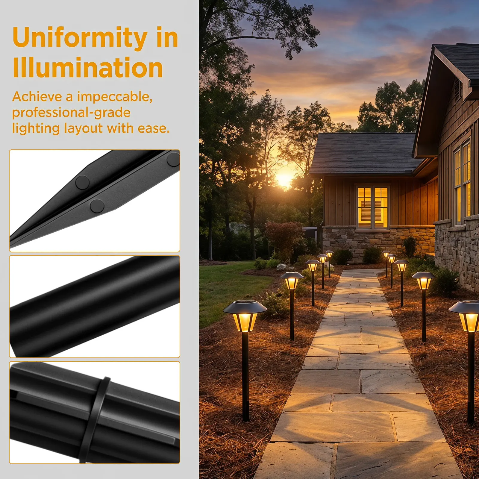 8Set Solar Light Stakes Replacement Plastic Ground Spikes Black Outdoor Garden Yard Landscape Pathway Lawn Stakes for Solar