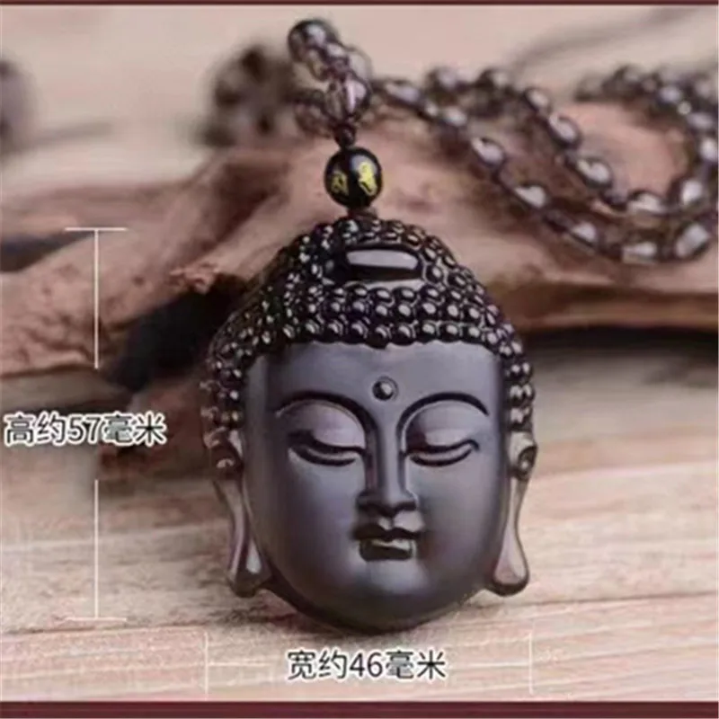 Natural obsidian Buddha head pendant ice obsidian necklaces for men and women jewelry Amitabha Buddha Dainichi Rulai pendant