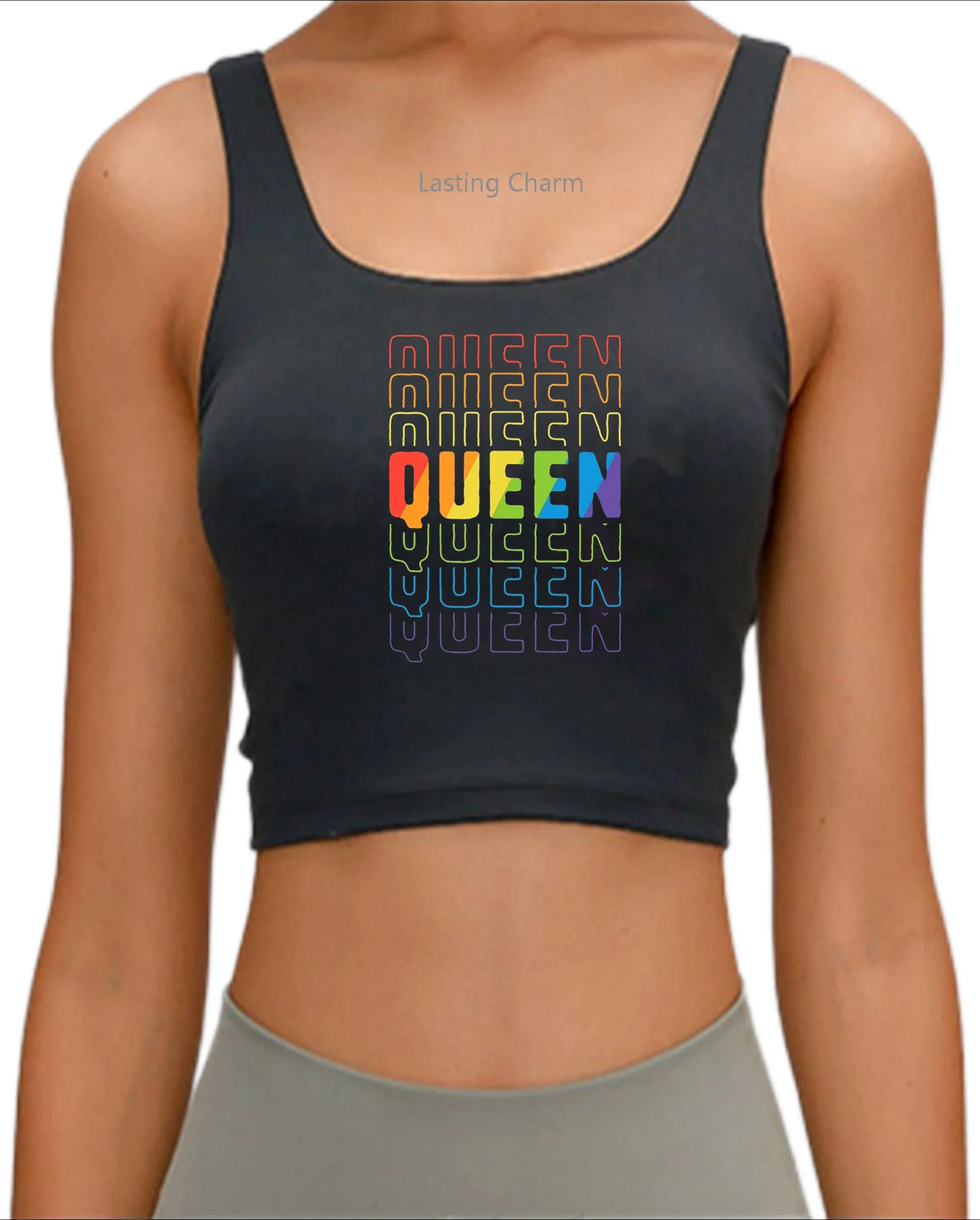 

Queen lgbt pride Crop Top rainbow flag parade ally Sport Tops