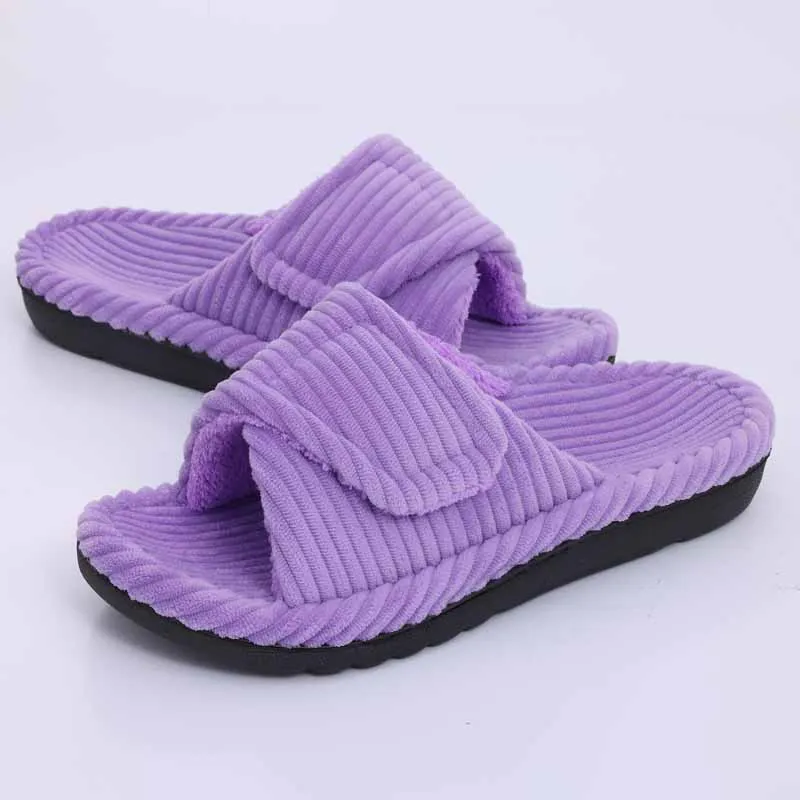 Cresstar Dames Fuzzy Pluche Slippers Dame Mode Open Teen Huis Slippers Nepbont Gevoerde Glijbanen Indoor Antislip Katoenen Slipper