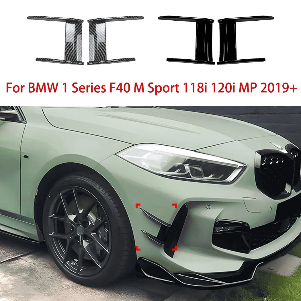 2Pcs Car Front Side Wind Knife Stickers For BMW 1 Series F40 M Sport 118i 120i MP 2019+ Front Wind Blade Spoiler Exterior Trim