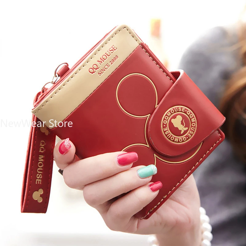 Female Wallet Mickey Design Fashion Hasp Zipper Coin Pocket Women's PU Leather Purse for Credit Cards Carteras Mujer