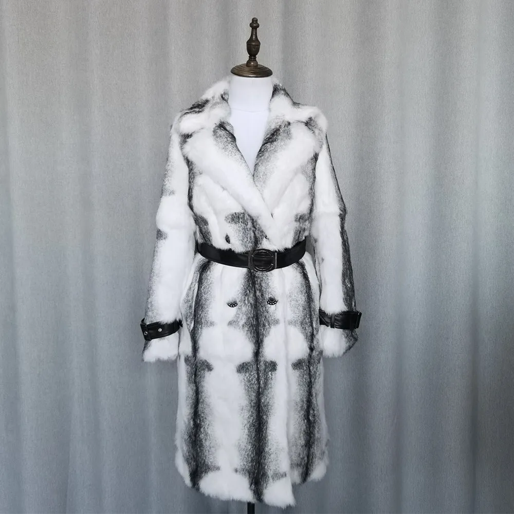 

Real Fur Coat for Women Overcoat Big Size Natural Rabbit Fur Jacket Long Winter Parkas Clothes Woman Thick Warm Fashion