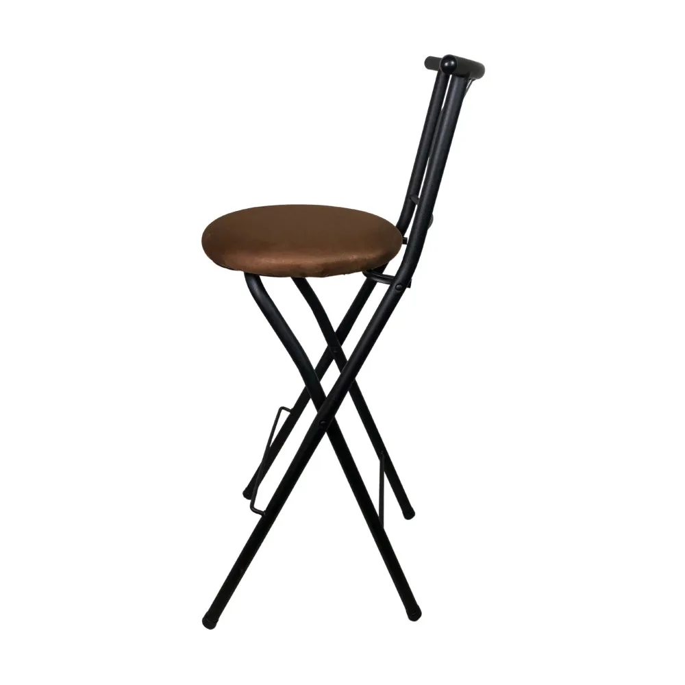 Interior Metal Folding Stool com Slat Back e Microfiber Seat, acolchoado Metal Frame, Adequado para Bar Fitting