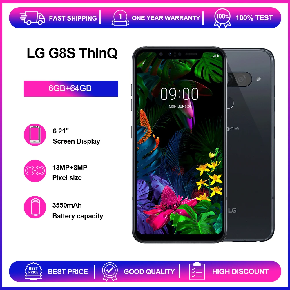 الأصلي LG G8S ThinQ 4G G810EAW ثنائي الشريحة الهاتف المحمول 6.21 ''13MP بصمة بلوتوث أندرويد الهاتف الذكي