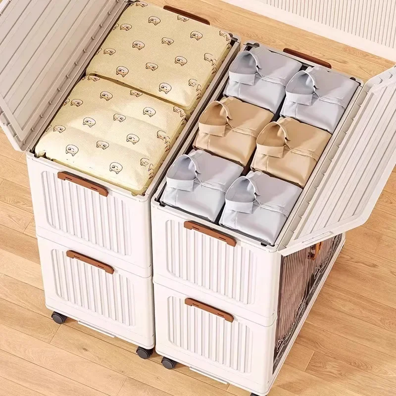 

Storage cabinet installation-free folding bedroom clothing quilt storage box flip cover sorting toy locker