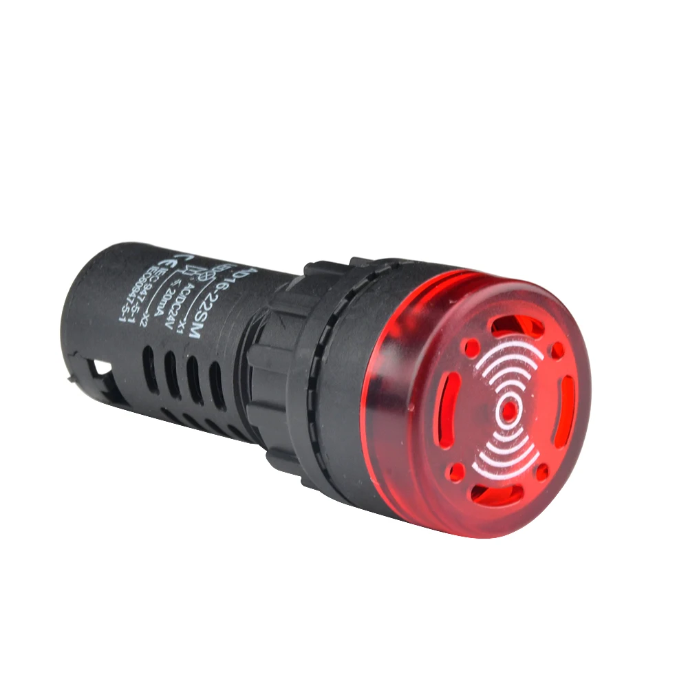 AD16-22SM Buzzer Alarm 22mm Panel Diameter DC 12V 24V AC 110V 220V Flash Signal Light Red LED Active Buzzer Beep Alarm Indicator image 2