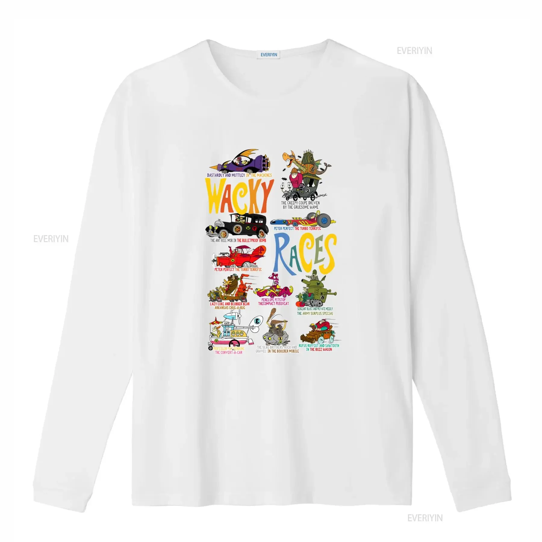 Camiseta Retro de Wacky Races Estampado Vintage Dibujos Animados y Vehículos Ideal para Uso Casual Fiestas Temáticas vintage