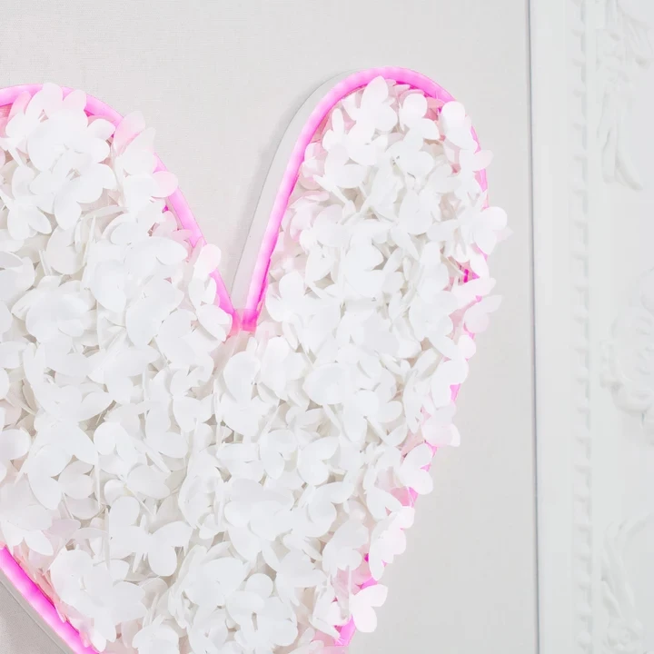 ديكور المنزل مجردة القلب وسائل الإعلام المختلطة الفني فراشة ورقة جدار الفن مؤطرة كبيرة 3D أدى ضوء اللوحة