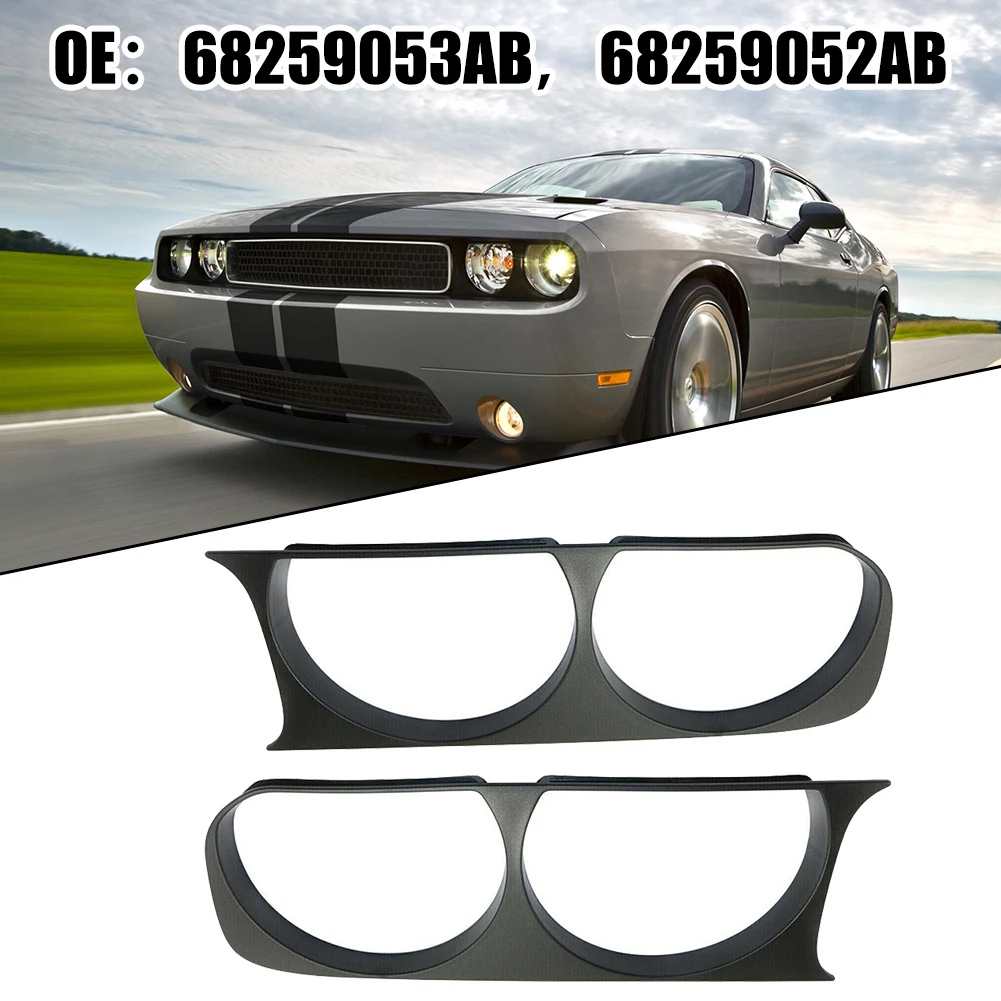 Farol lâmpada moldura guarnição, LH RH par, durável e prático, anti corrosão, resistente ao desgaste para Dodge Challenger, 20082014