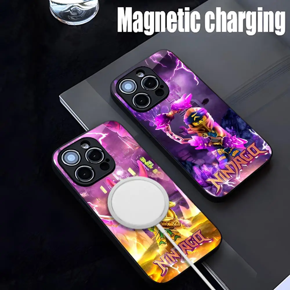 N-NinjagoES Phone Case Strong Magnetism Glass For iPhone 16ProMax 14 13 12 15 11 Pro XS Max Plus Mini Coque