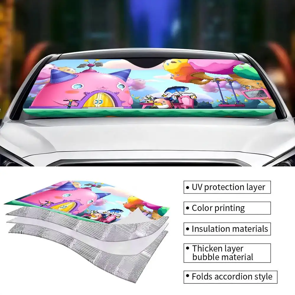 Game Maplestory Cartoon Sunshade UV Protection Heat Electrostatic Film Summer Retractable Window Shade Car Printing