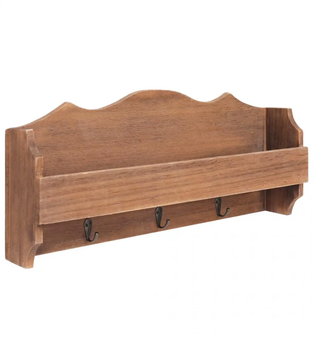 50x10x23 cm brown wooden wall coat rack for hats and coats