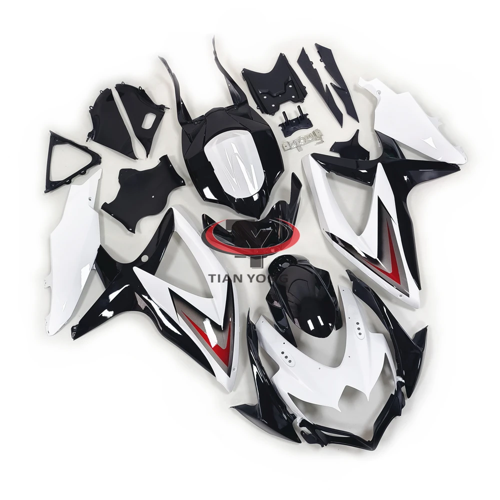 

for GSXR600 GSXR750 K8 2008 2009 GSXR 600 750 Bright White Black Gradient Motorcycle Bodywork Injection Cowling Full Fairing Kit