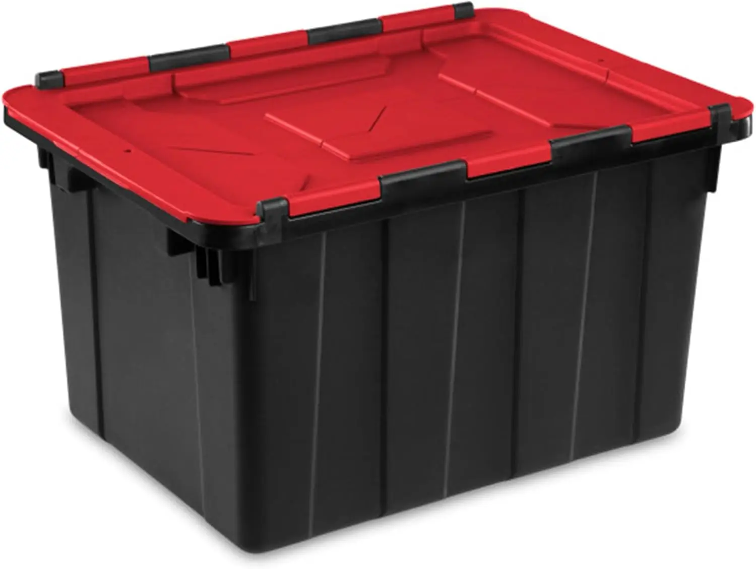 Sterilite 12 Gal Hinged Lid Industrial Tote, Stackable Storage Bin With Hinge Lid, Plastic Container To Organize Basement,