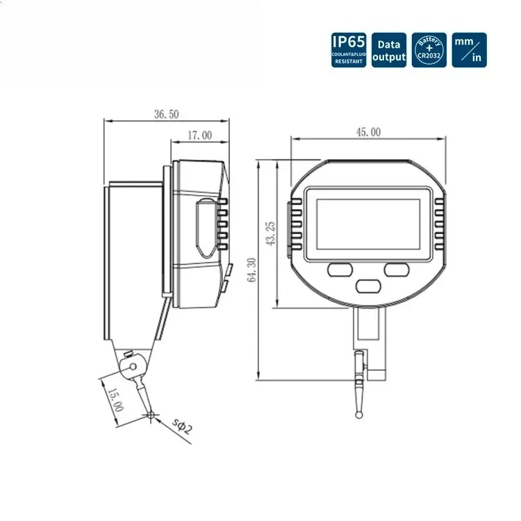 IP65 Water Proof Digital Test Indicator Inductive Measurement System