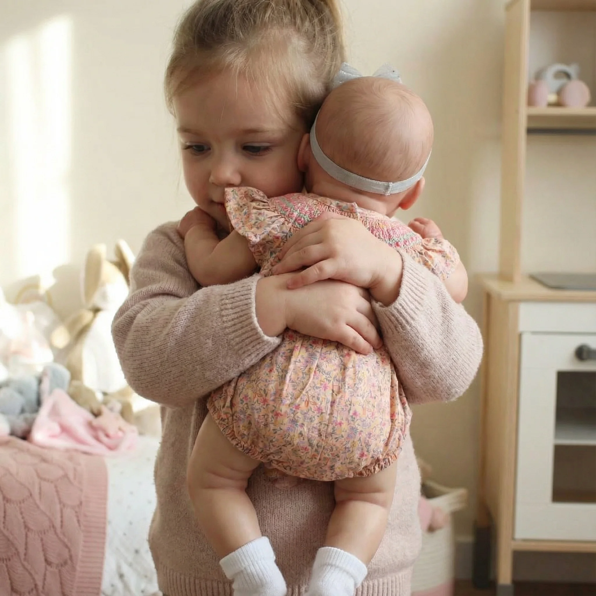 Awake Baby Doll Lali 19 Zoll weicher Stoffkörper, bereits bemalt, fertig, wiedergeborene Babypuppe, lebensechte, kuschelige Baby-Handzugshaare