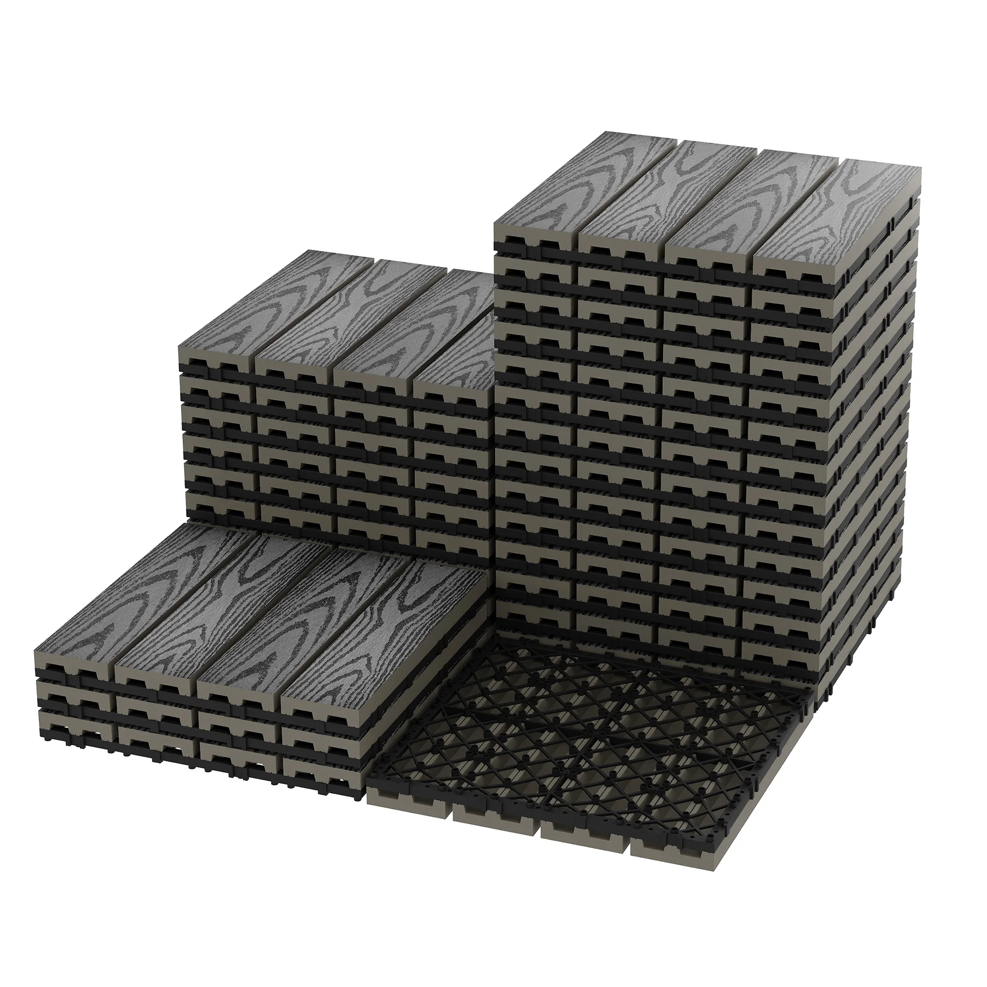 9/27/48 stuks samengestelde, met elkaar verbonden terrastegels van 12x12 inch – terrasvloeren voor alle weersomstandigheden voor binnen en buiten, balkon, veranda, tuin