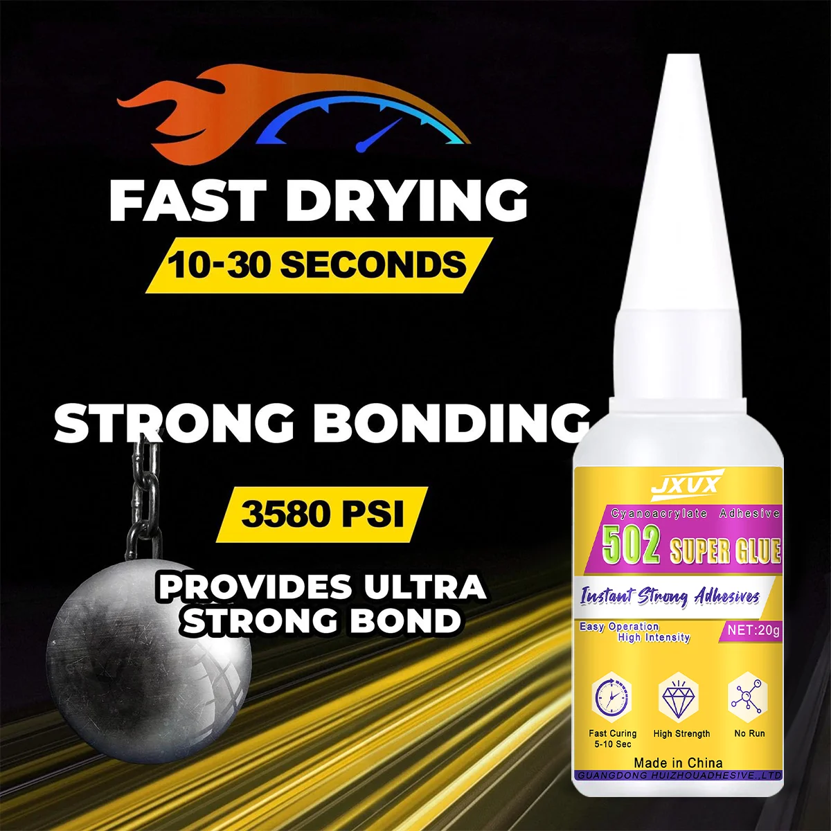 Jxvx — улучшенный универсальный клей 502, сильный быстрый клей, водонепроницаемый и прозрачный для ремонта фарфора, чашек, тарелок, кружек и т. д. Это также применяется к других материалов.
