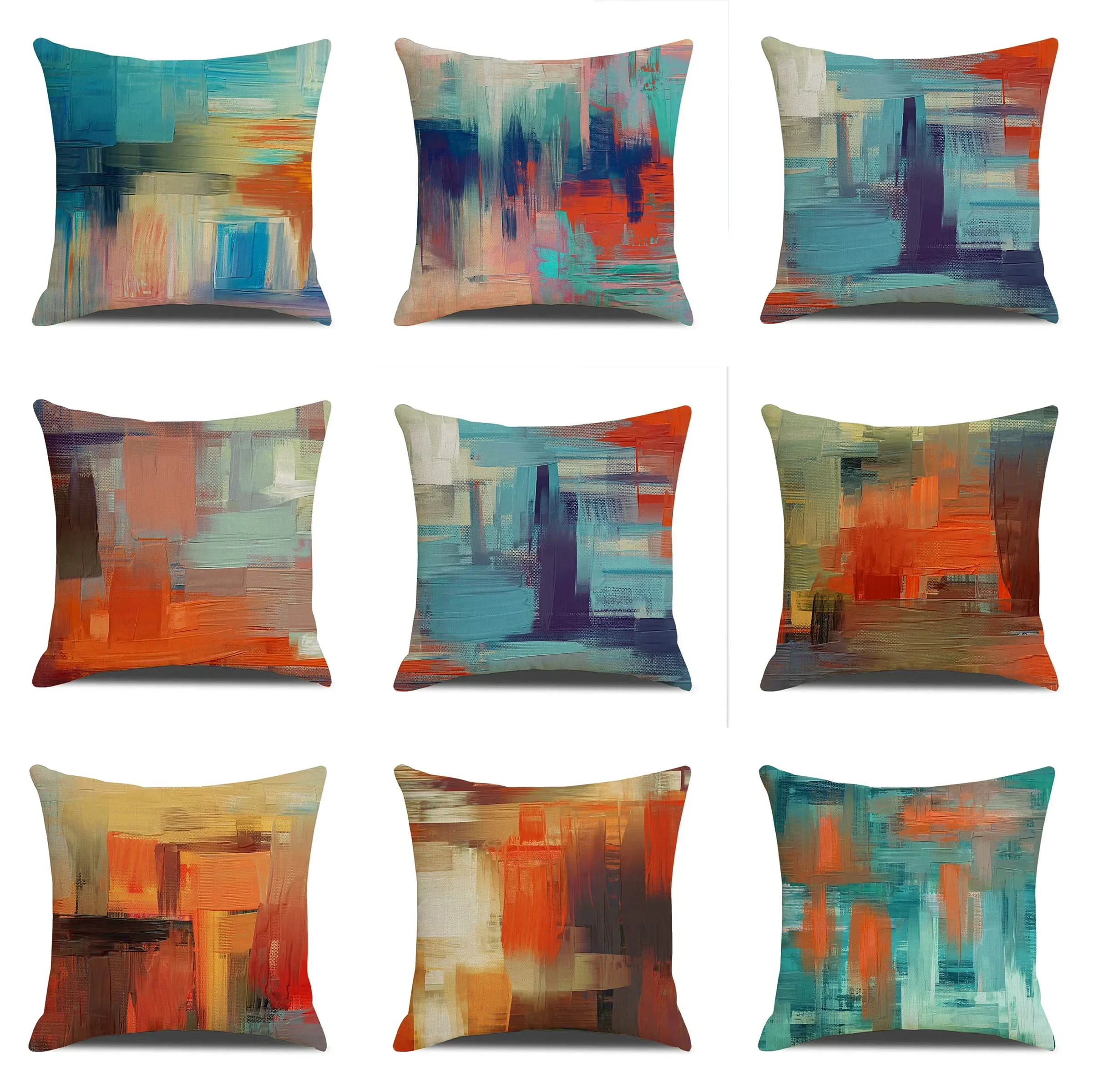 

45x45cm Retro Graffiti Print Color Cushion Cover Orange Abstract Pillow Cover Modern Home Decoration Polyester Pillow Cover