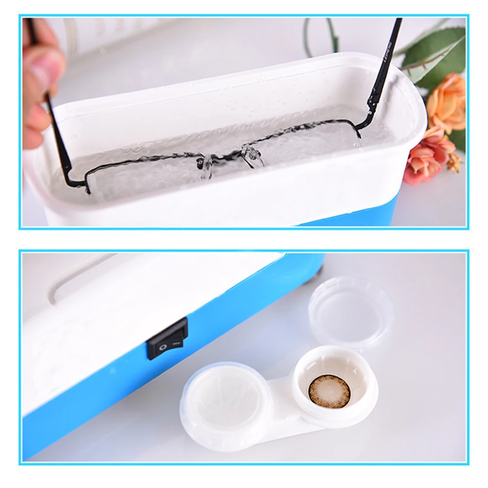 Portable Ultrasonic Cleaning Glasses Jewelry Watch Contact Lenses High Frequency Vibration Battery Washing Machine Ring Brush