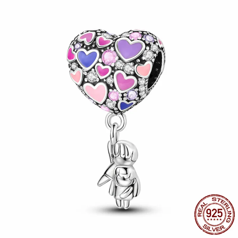 

S925 Sterling Silver Heart-Shaped Balloon Pendant Bead, suitable for DIY handmade bracelets and a perfect jewelry gift for women