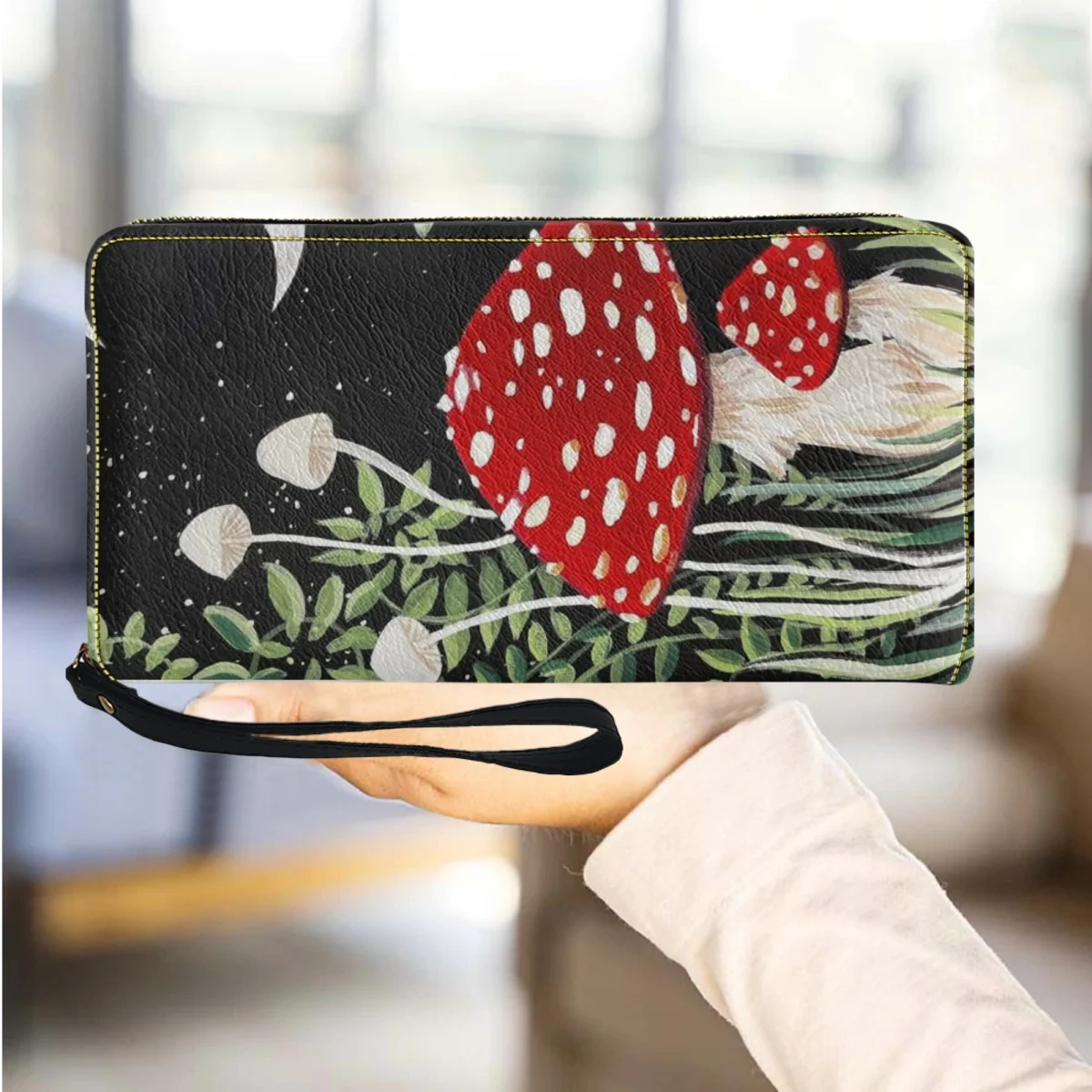 

Art Mushroom Plant Designer Wallet Casual Ladies Fashion Clutch High Quality Travel Commuting Elegant Girl Coin Purse Practical