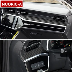 Carbon Fiber Color Center Console Dashboard Panel Decoration Cover Trim For Audi A6 C8 A7 A8 2019-2022 LHD Car Styling Interior