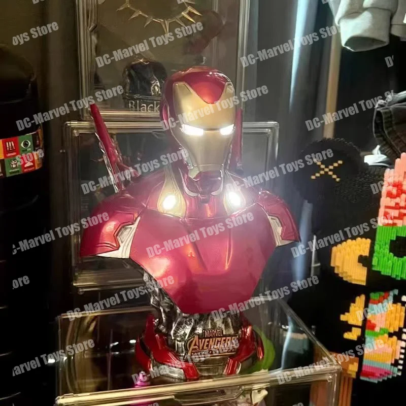 Os vingadores homem de ferro mk50 figura de ação busto brilhante versão luminosa estatueta de resina brinquedos da moda figuras brinquedos personalizados presentes