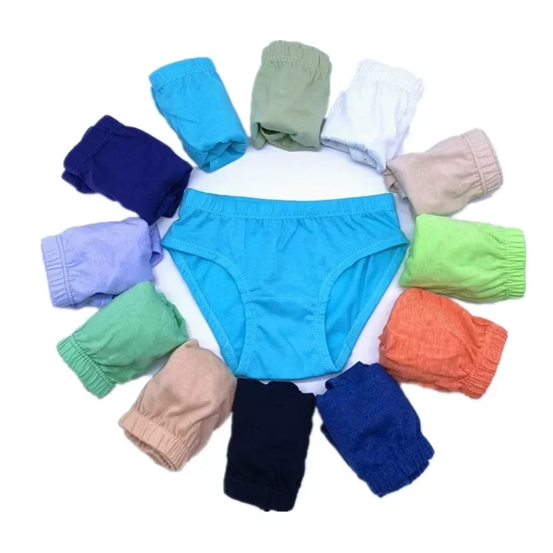 12pcs/Lot Solid Color Boys Underewears Baby Brief Panites Cotton Shorts Suit 2-11Years