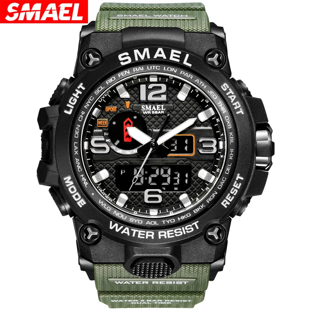 SMAEL1545D Men\'s Military Watch Waterproof Electronic Sports Watch Night Glow Alarm Bell Watch