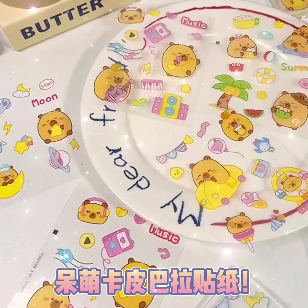 

4-16 шт., милые наклейки с изображением капибары для домашних животных, мультяшные украшения для справочника, скейтборда, ноутбука, багажа, водонепроницаемые канцелярские наклейки