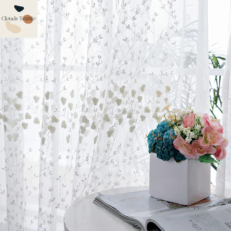 

New White Snow Gauze White Curtains Translucent Light Impervious People French Light Luxury Cream Wind Partition Window Screen