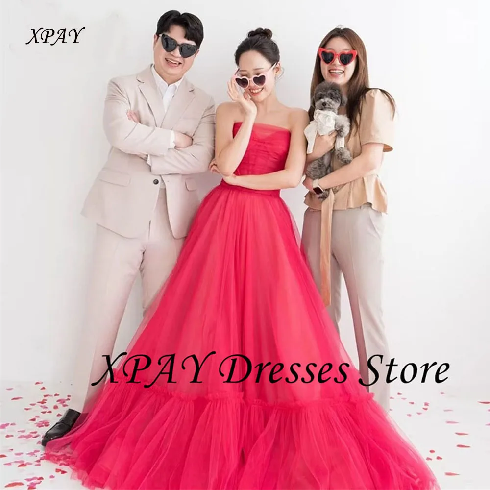 XPAY Fairy Rose Pink Korea Wedding Dresses Elegant  Layer A Line Performance Gown Customized Korea Photo Shoot Dress 웨딩드레스