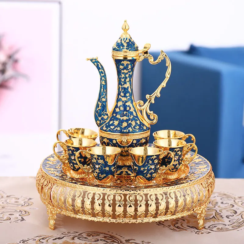 

Factory Wholesale Luxury Ramadan Gifts Red Tea Cup Set With Tray/zamzam Set