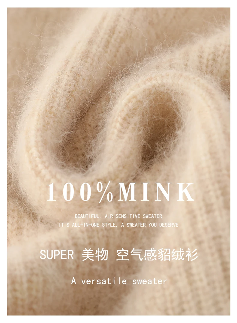 

TLOML New Women 100% Mink Cashmere Dress O-neck Thick Pullover Casual Style Autumn Winter Slim Soft Warm Cashmere Knitted Dress