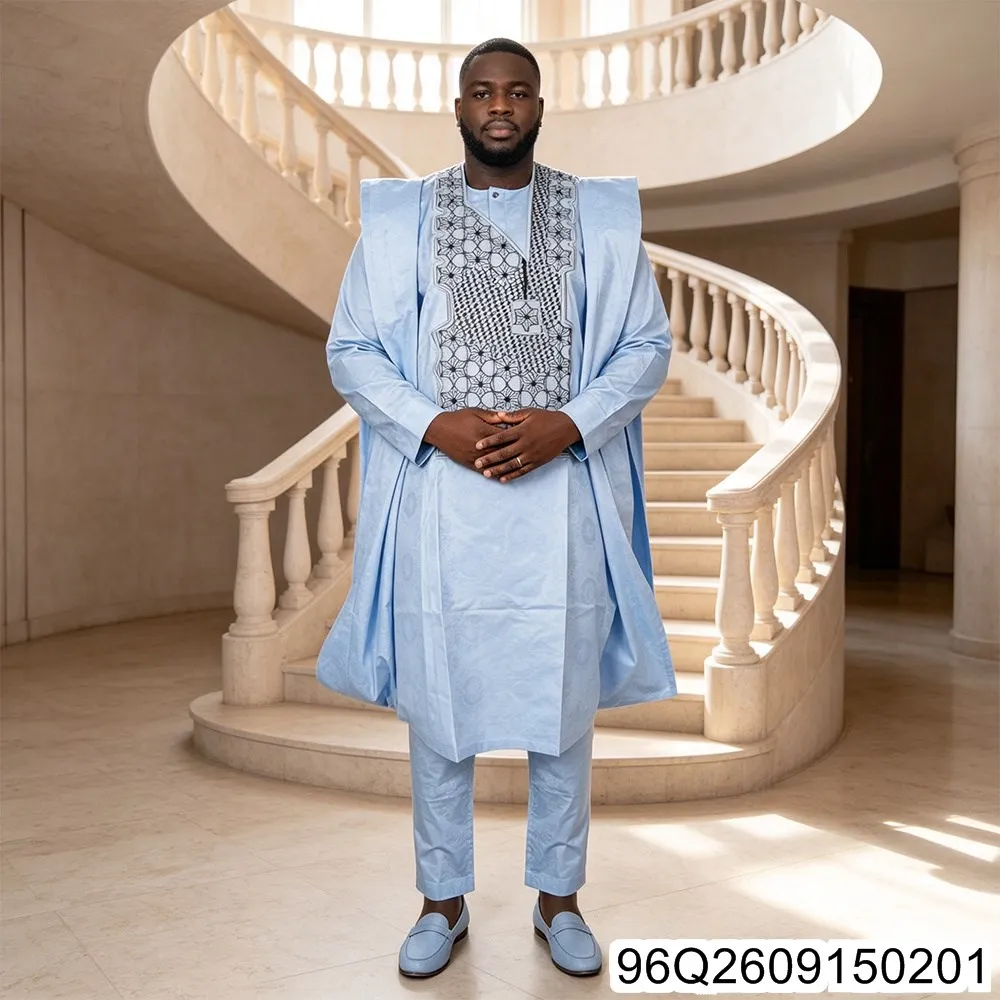 African and Southeast Asian Fashion Suit, Long Robe, Ethnic Style, Large-sized Embroidered Men's Formal Dress 96Q26091502