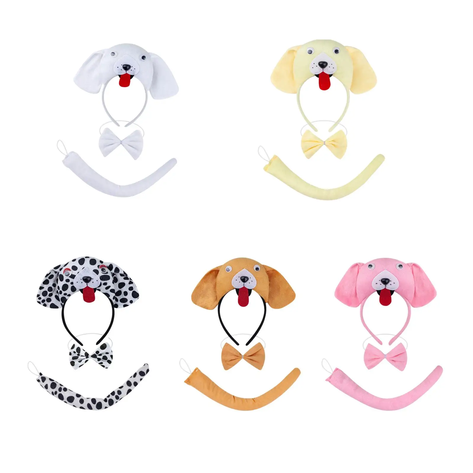 

Animal Headband Tail Bowtie Set Gifts for Unisex Adults Kids Cartoon Costumes for Dress up Stage Performance Prom Masquerade