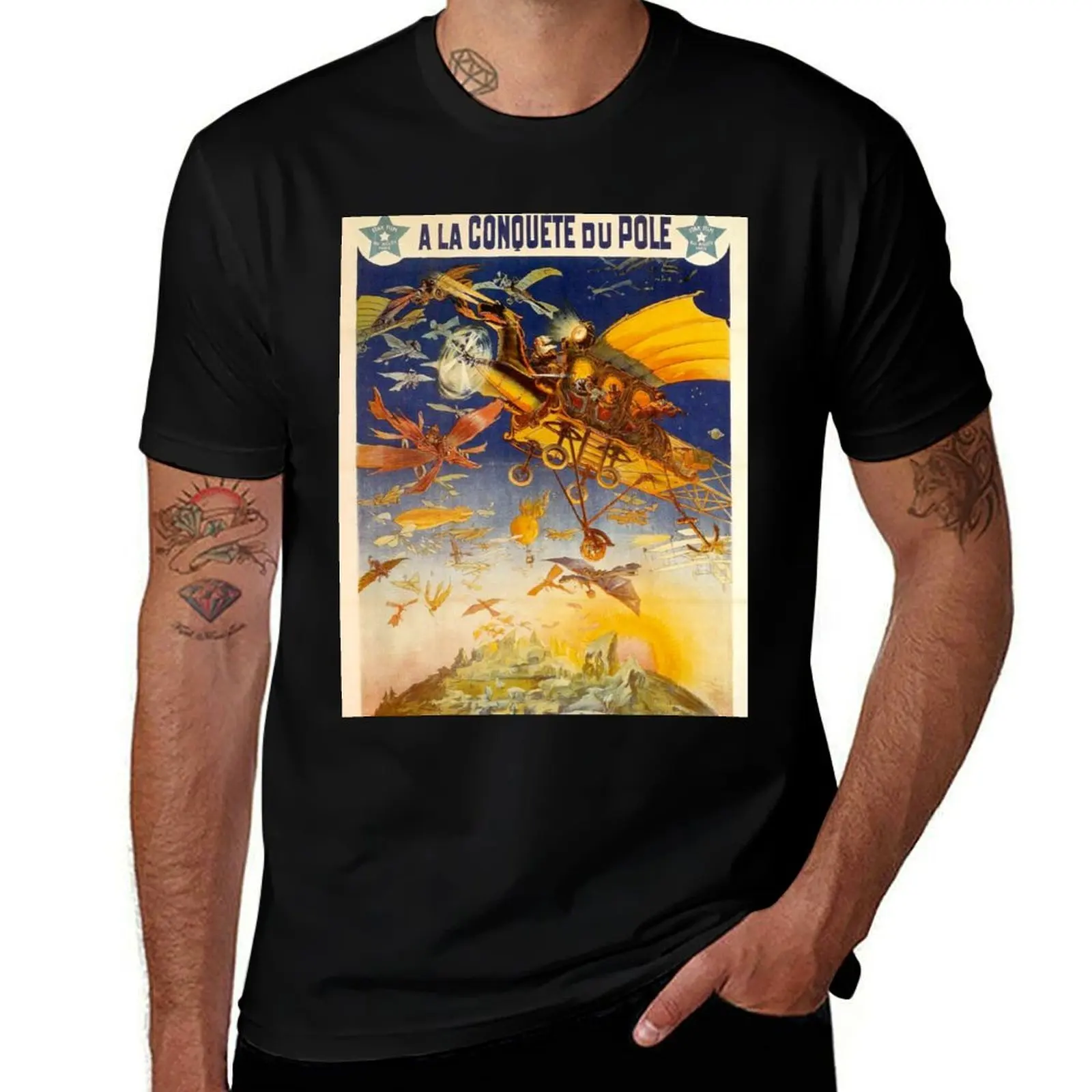 Georges Méliès film à la conquête du p?le - Vintage Art T-Shirt Relaxed Fit Casual Short Sleeve Top T-Shirt