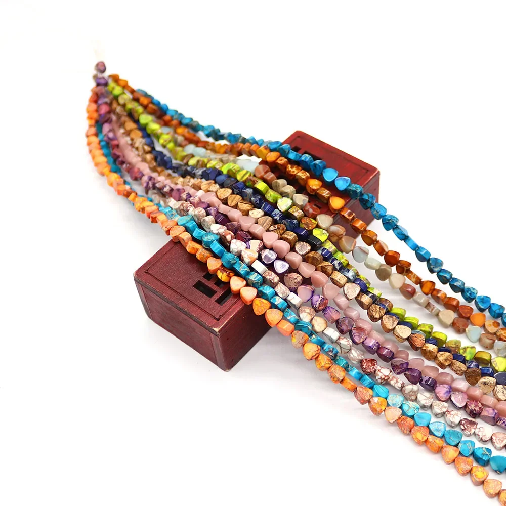 Triangle Shape  Natural Stone Sea Sediment Emperor Stone Spacer Beads for Jewelry Making Diy Bracelet Earrings Accessories
