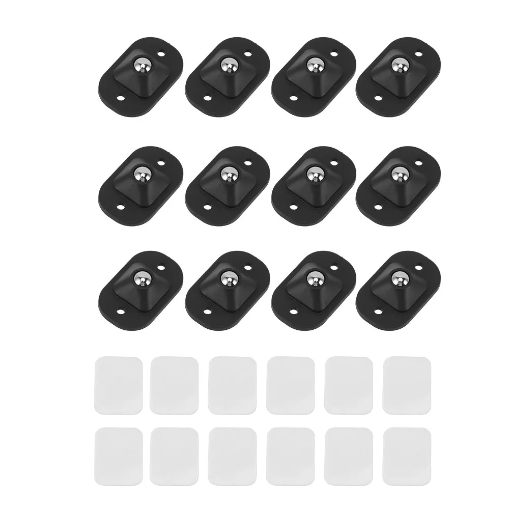 12pcs Adhesive Wheel Black Self Adhesive Caster Wheels Smooth Rotation Easy Install Mini Swivel Wheels Slider Rollers Trash Can