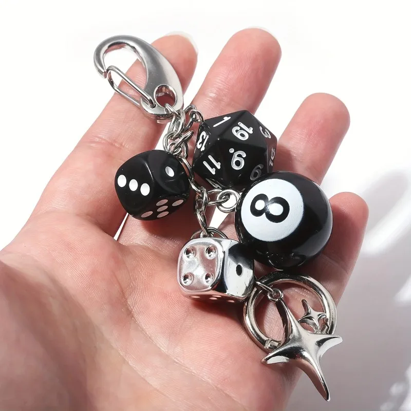 Star Dice Black Eight Ball Pendant Handmade DIY Ornaments Cool Style Bag Charms Anti-fade Decor Car Keychain Accessories
