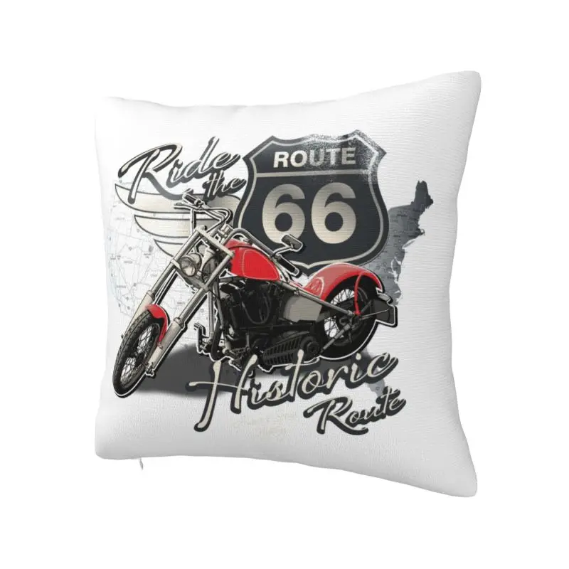 Route 66 Travel Motorcycle Ride Luxury Throw Pillow Covers Decoration American Road Cushions for Sofa