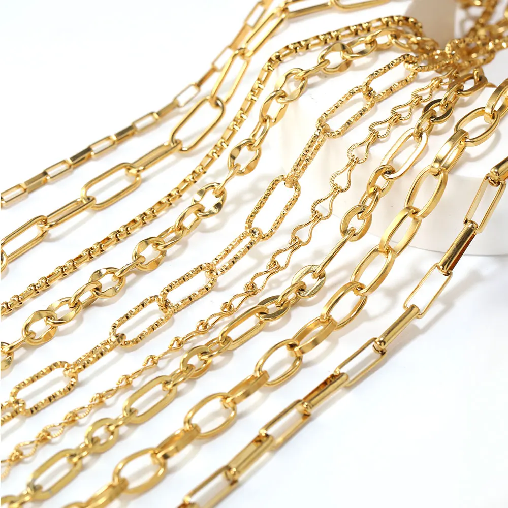 

1Meter Stainless Steel Multiple Styles Steel Oval Link Chains O Shape Twist Link Chain for DIY Jewelry Necklace Accessories