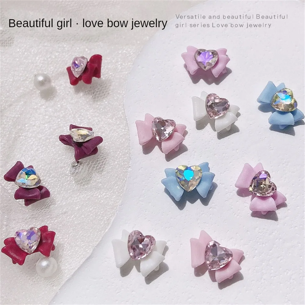 Bow Manicure Stickers Waterproof And Durable Double Layer Double-layer Nail Stickers Rhinestones/ornaments Nail Stickers